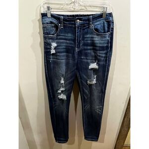 Grace And Lace Jeans Womens Large Straight Blue High Rise Festival Denim